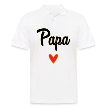 PAPA. VATERTAG. FROHER VATERTAG. ALLES GUTE ZUM GEBURTSTAG. - Männer Poloshirt - Weiß - Vorne - Kai (181cm)