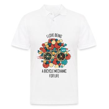 Réparation de vélos Mécanicien de bicyclettes Mécanicien de bicyclettes - Polo Homme - blanc - Devant - Kai (181cm)
