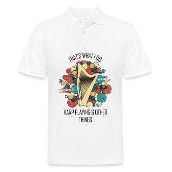 Harfe Geschenk Musikinstrument Musiker Zupfen - Männer Poloshirt - Weiß - Vorne - Kai (181cm)