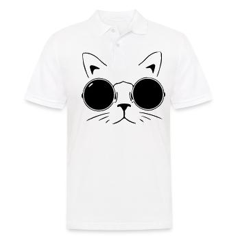 Chat, chats, chat, tête, visage, gueule de bois - Polo Homme - blanc - Devant - Kai (181cm)