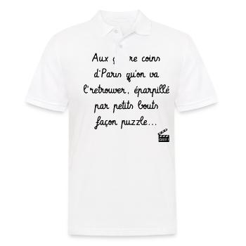 Éparpillé façon puzzle ! Les Tontons Flingueurs - Polo Homme - blanc - Devant - Kai (181cm)