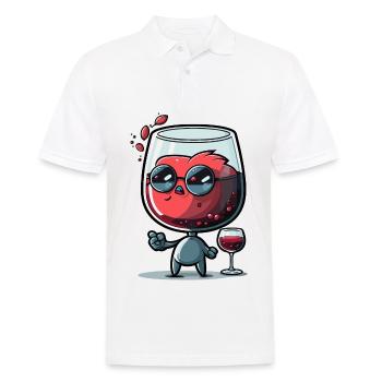 Wine Time: A Playful Cartoon Design for Wine Lover - Men's Polo Shirt - white - Front - Kai (181cm)
