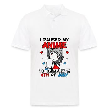 I paused my anime to celebrate 4th of july - Männer Poloshirt - Weiß - Vorne - Kai (181cm)