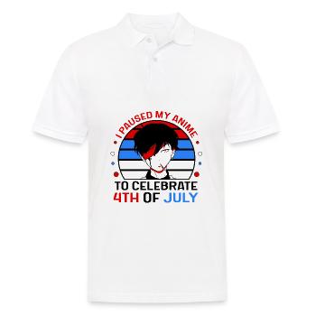 I paused my anime to celebrate 4th of july - Männer Poloshirt - Weiß - Vorne - Kai (181cm)