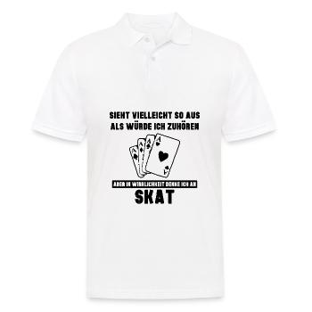 in Wirklichkeit denke ich an Skat - Männer Poloshirt - Weiß - Vorne - Kai (181cm)