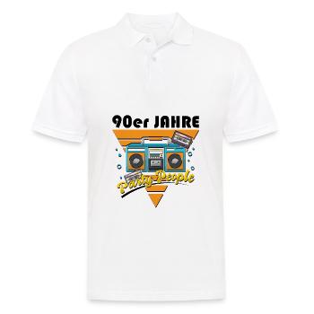 90er - Jahre - Party - People - Männer Poloshirt - Weiß - Vorne - Kai (181cm)