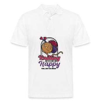 Knitting makes me happy - Männer Poloshirt - Weiß - Vorne - Kai (181cm)
