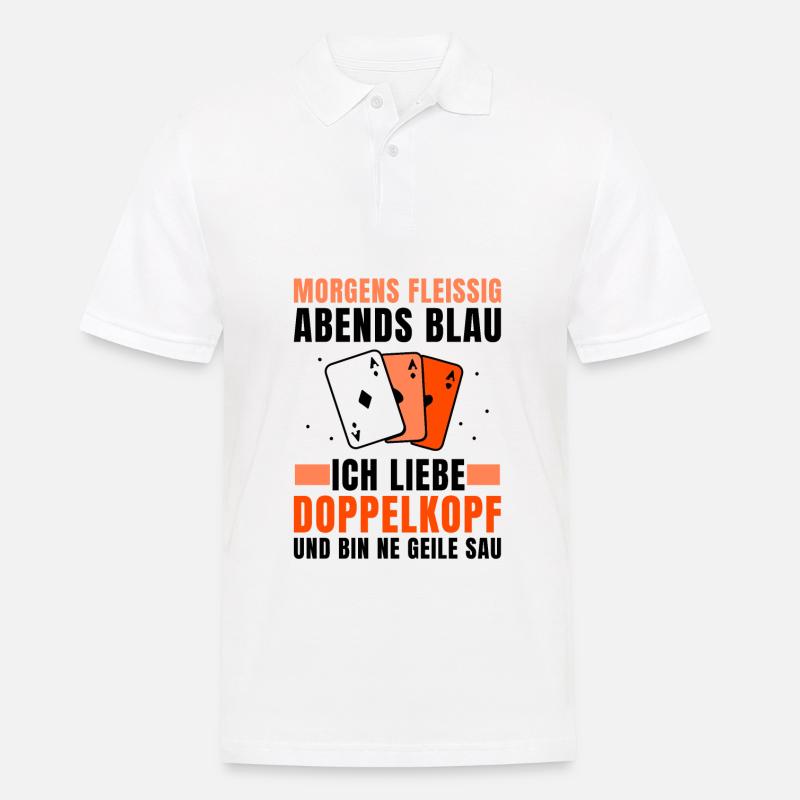Morgens fleissig abends blau Doppelkopf - Männer Poloshirt - Weiß