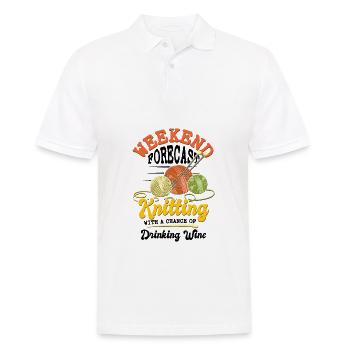 Knitting with a chance of drinking wine - Männer Poloshirt - Weiß - Vorne - Kai (181cm)