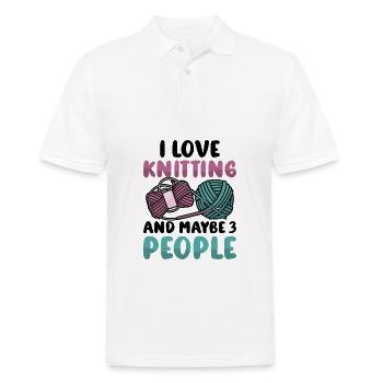 I love Knitting and maybe 3 people - Männer Poloshirt - Weiß - Vorne - Kai (181cm)