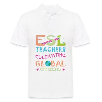 ESL-Lehrer ESL Unterricht - Männer Poloshirt - Weiß - Vorne - Kai (181cm)