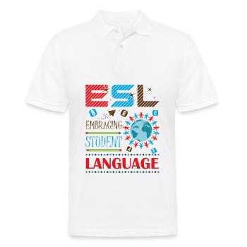 ESL-Lehrer ESL Unterricht - Männer Poloshirt - Weiß - Vorne - Kai (181cm)