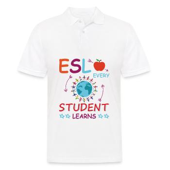 ESL-Lehrer ESL Unterricht - Männer Poloshirt - Weiß - Vorne - Kai (181cm)