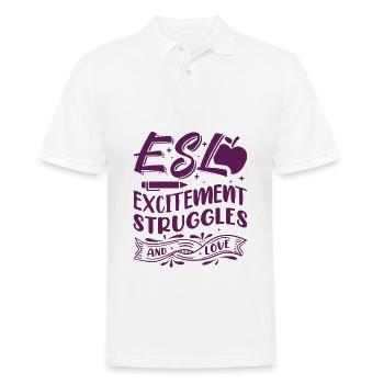 ESL-Lehrer ESL Unterricht - Männer Poloshirt - Weiß - Vorne - Kai (181cm)