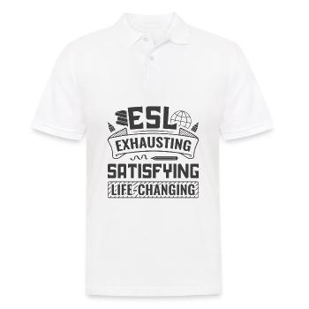 ESL-Lehrer ESL Unterricht - Männer Poloshirt - Weiß - Vorne - Kai (181cm)