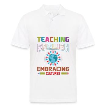 ESL-Lehrer ESL Unterricht - Männer Poloshirt - Weiß - Vorne - Kai (181cm)