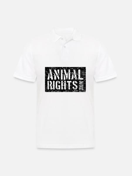 ANIMAL RIGHTS NOW VEGAN - Men's Polo Shirt - white
