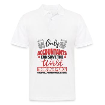 Nur Buchhalter können die Welt retten - Männer Poloshirt - Weiß - Vorne - Kai (181cm)