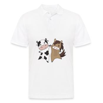 vache cheval ferme doux animaux agriculteurs agriculteur - Polo Homme - blanc - Devant - Kai (181cm)