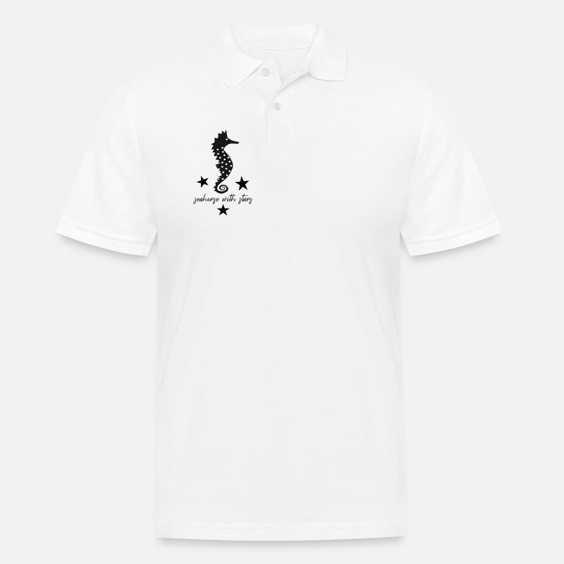 schwarzes Seepferd schwarzes Seepferdchen - Männer Poloshirt - Weiß