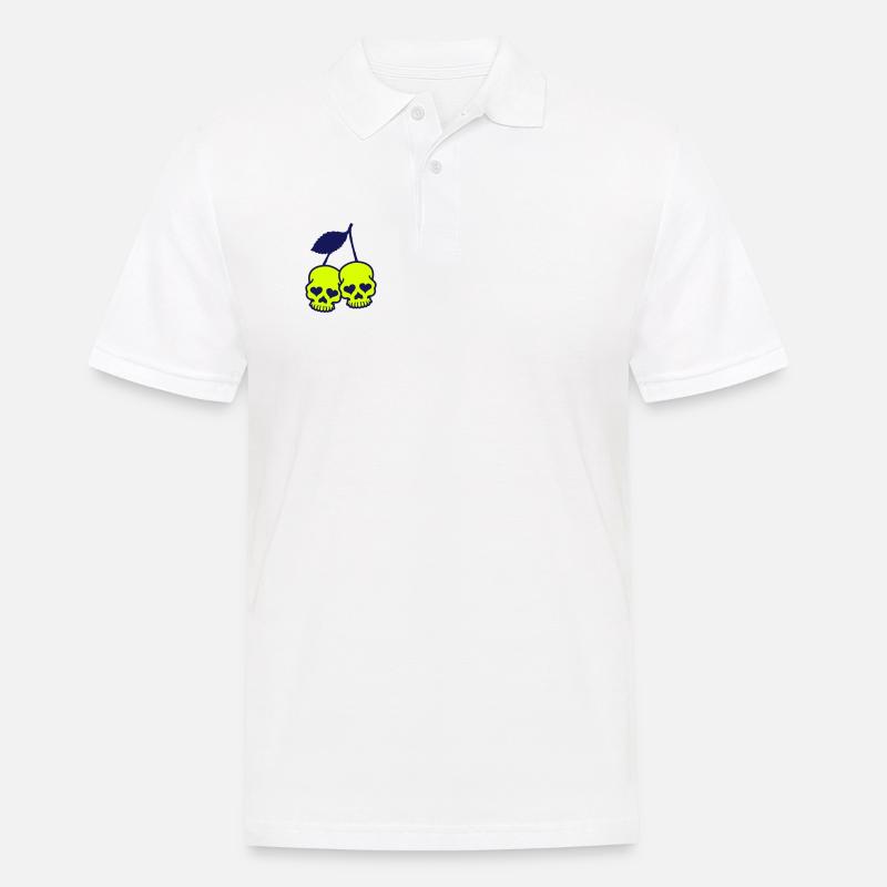 Skull & Cherry mit Herz - Männer Poloshirt - Weiß