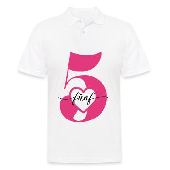 Ziffer Fünf 5 mit Herz - Männer Poloshirt - Weiß - Vorne - Kai (181cm)