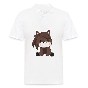 Cheval doux cheval cheval cavalier enfants - Polo Homme - blanc - Devant - Kai (181cm)