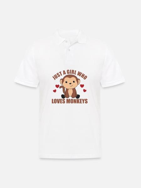 Nur ein Mädchen das Affen liebt - süßer Affe - Männer Poloshirt - Weiß