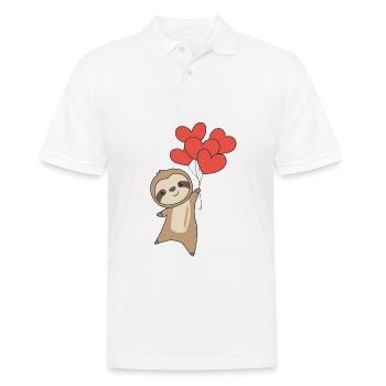 Faultier zum Valentinstag süße Tiere mit Herzen - Männer Poloshirt - Weiß - Vorne - Kai (181cm)