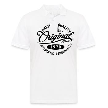 Original Since 1970 Handwriting Premium Quality - Männer Poloshirt - Weiß - Vorne - Kai (181cm)