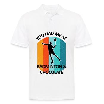 Badminton Federball Badmintonspieler Schokolade - Männer Poloshirt - Weiß - Vorne - Kai (181cm)