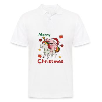 Weihnachts Axolotl frohe Weihnachten Einhorn - Männer Poloshirt - Weiß - Vorne - Kai (181cm)
