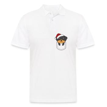 Fröhliche Weinachten süßer Rottweiler Brusttasche - Männer Poloshirt - Weiß - Vorne - Kai (181cm)
