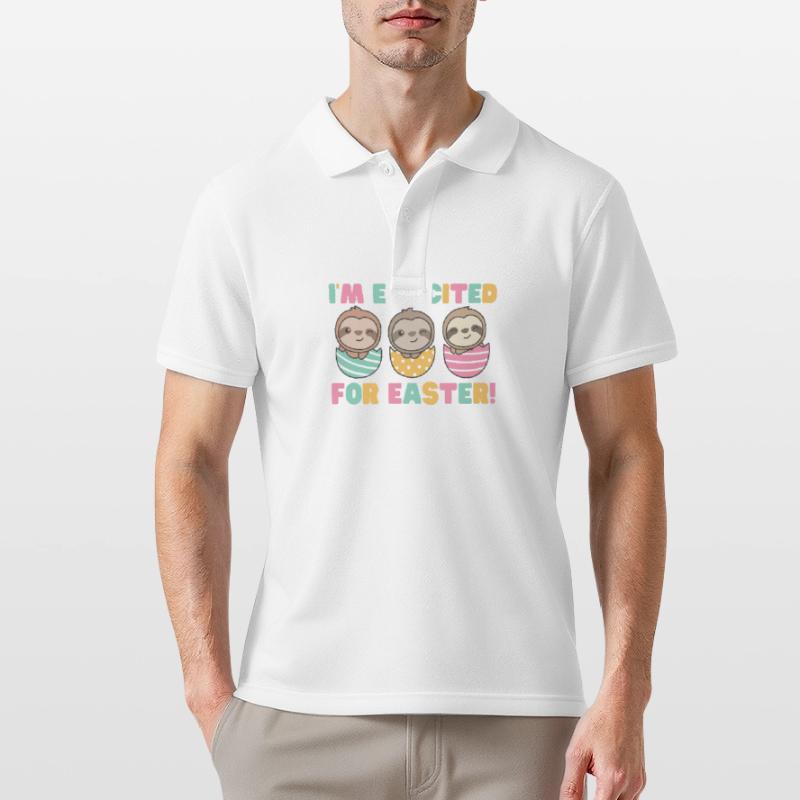 cute sloths at Easter with Easter eggs sloth Men's Polo Shirt