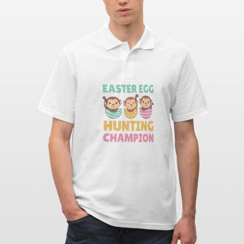 cute monkeys at Easter with Easter eggs monkey Men's Polo Shirt