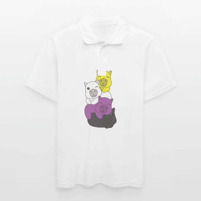 Nonbinary Flag Pride LGBTQ Cute Capybara Stack Men's Polo Shirt