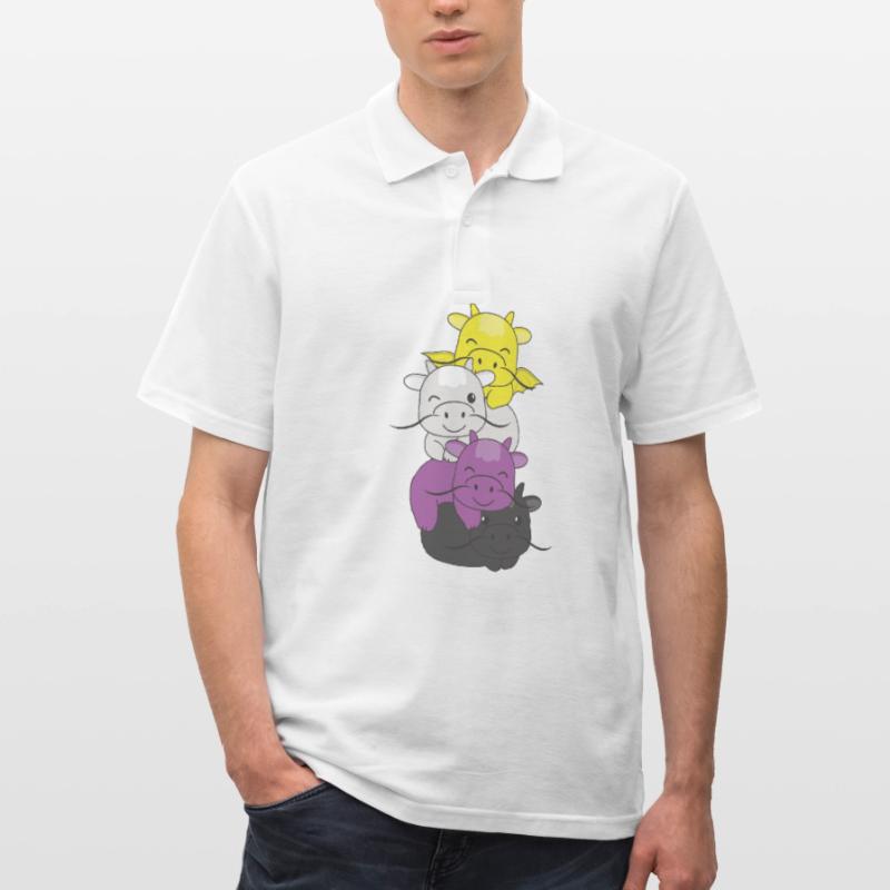 Nonbinary Flag Pride LGBTQ Cute Dragon Stack Men's Polo Shirt