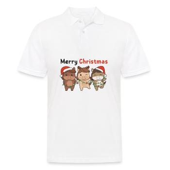 Pferd Weihnachten Winter Tiere Pferd - Männer Poloshirt - Weiß - Vorne - Kai (181cm)