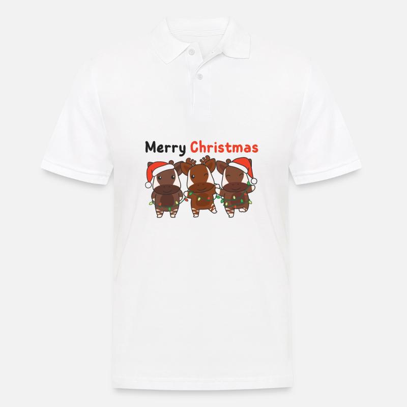 Okapi Noël Hiver Animaux Okapi - Polo Homme - blanc