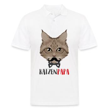 Katzen Papa / Vater - Männer Poloshirt - Weiß - Vorne - Kai (181cm)