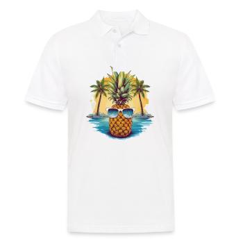 Ananas Lunettes de soleil Palmiers Vacances d’été Tropical - Polo Homme - blanc - Devant - Kai (181cm)