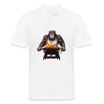 Grillades Grilla Griller Gorilla BBQ Drôle d’humour - Polo Homme - blanc - Devant - Kai (181cm)