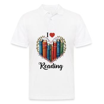 I Love Reading Bookworm Heart - Men's Polo Shirt - white - Front - Kai (181cm)