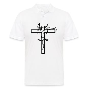 Jesus Kreuz - Männer Poloshirt - Weiß - Vorne - Kai (181cm)