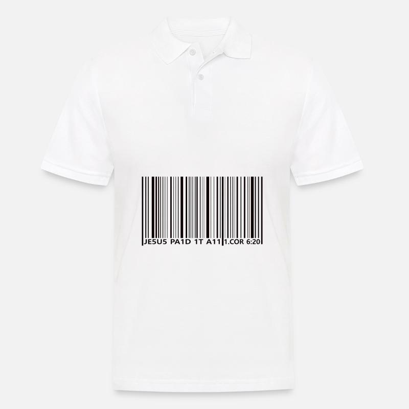Jésus a tout payé / Code-barres / 1 Corinthiens 6:20 - Polo Homme - blanc