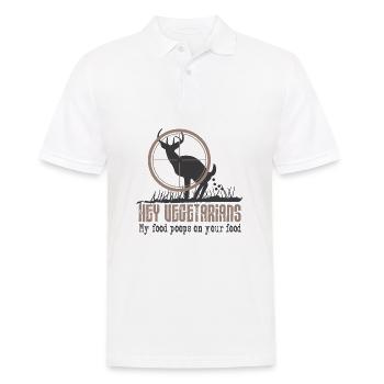 Chasseur de cerf végétarien Mon manger chie sur le tien - Polo Homme - blanc - Devant - Kai (181cm)