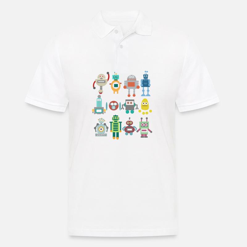 Nerd Robot Retro Funny Gift Technique Play - Men's Polo Shirt - white