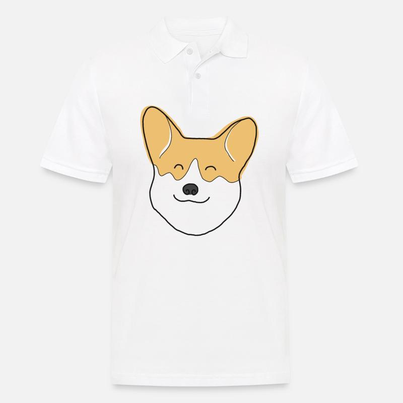 Fröhlicher Corgi - Männer Poloshirt - Weiß