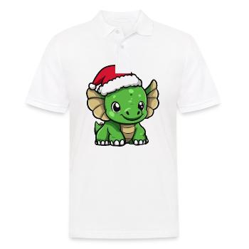 Dinosaure tricératops Noël - Polo Homme - blanc - Devant - Kai (181cm)