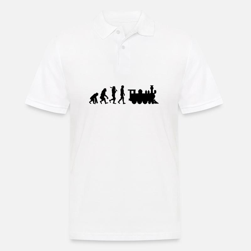 Evolution Eisenbahn Lokomotive - Männer Poloshirt - Weiß